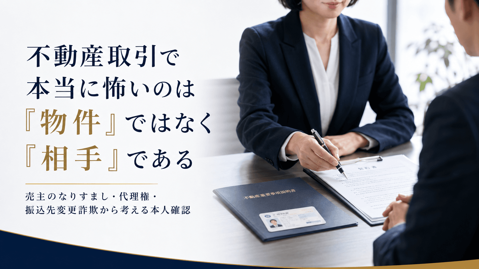 不動産取引で本当に怖いのは「物件」ではなく「相手」である